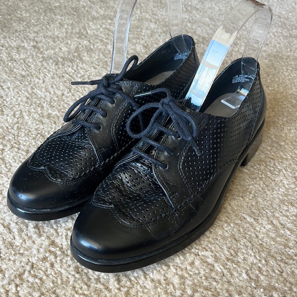 Aerosoles black leather loafers.